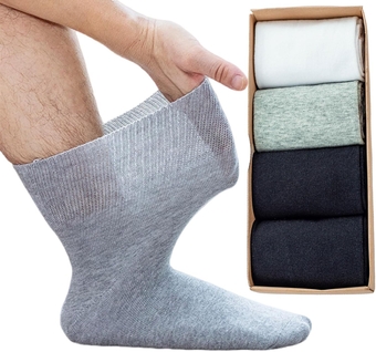 4 Pack Diabetic Crew Socks Extra Wide Super Soft Non-Binding Top Edema Socks for Swollen Feet Unisex