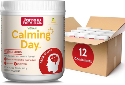 Calming Day, Lemon Flavor - 1.03 lb - Promotes Calmness, Relaxation & Mental Focus - Includes Magnesium, L-Theanine, Taurine & Inositol - 60 Servings, Pack of 12