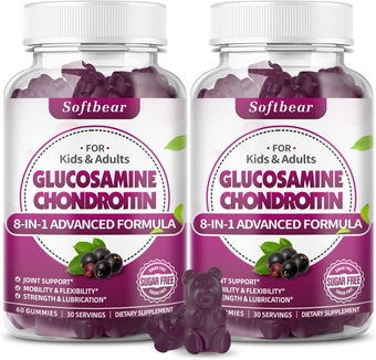 Glucosamine Chondroitin Gummies Sugar Free, Extra Strength Glucosamine Chondroitin MSM with Elderberry & Turmeric Supplement Support Joint & Antioxidant, Elderberry Flavored 120 Count