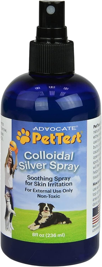 Colloidal Silver Spray Formulated for Dogs, Best Dog Antibiotic Treatment for Hot Spots, Burns, Irritations, Rashes, Wounds, Cuts & Scratches 8oz