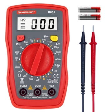 Range Multimeter, DC AC Voltmeter, 2000 Count Digital Multimeter, Volt Ohm Meter for Household Outlets, Computers, Car Batteries, Diodes and Continuity Multimeter Tester