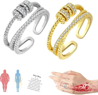 Jansio Threanic Triple-spin Ring For Women Teen Girls, Moissanite Magnetic Zircon Spinner Ring To My Daughter Fidget Spinner Ring Adjustable Anti Anxiety jewelry rings