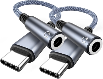 USB C to 3.5mm Headphones Audio Jack Adapter, USB Type C to Aux Dongle Cable, Compatible with Samsung Galaxy S23/S22/S21/S20/S20+ Ultra, Note 20/10, Pixel, iPad Pro, MacBook, 2 Pack, Gray