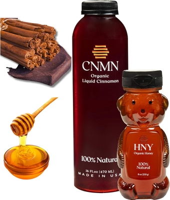 Liquid Cinnamon Honey Blend (Made in USA) — Natural Cough Syrup to Boost Immunity, Relieve Cold, Cough, Flu & Sore Throat — Ceylon Cinnamon (16 oz) and Honey (8 oz) for Kids and Adults by