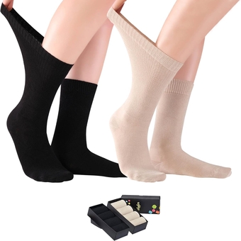 Soft Rayon Diabetic Crew Socks for Women, Loose Fit, Wide, Non-Binding, Seamless Toe Thin Dress Socks 4-8-12-24 Pairs