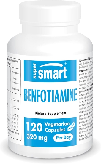 - Benfotiamine 320mg per Day (High Potency) - Bioavailable Thiamine - Vitamin B1 Benfotiamine Supplement | Non-GMO & Gluten Free - 120 Vegetarian Capsules