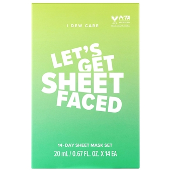 Sheet Mask Pack - Let’s Get Sheet Faced | 14-Day ntense Skincare Makeover with Collagen, Tea Tree Oil, Eucalyptus, Lotus Flower, 14 Count