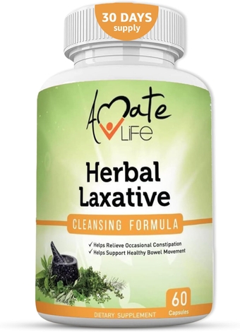 Herbal Laxative Cleansing Formula Laxative Capsules Help with Occasional Constipation Promotes Regularity Probiotics Source Digestive System Health Non-GMO 60 Capsules