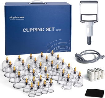 32 Cups Cupping Therapy Set, Professional Chinese Cupping Set with Magnetics, Portable Vacuum Cupping for Cellulite Reduction, Pain Relief and Blood Circulation