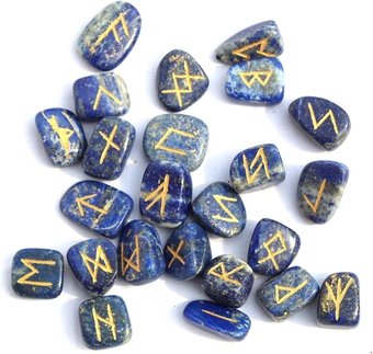 A++ Lapis Lazuli Rune Stone Set Thick Genuine Healing Positive Energy Love Spiritual Divine Psychic