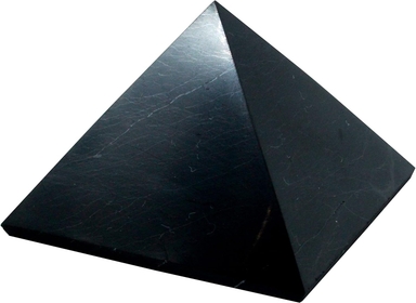 Polished Shungite Pyramid Black Stone Crystal | 2 Inch - Desk Decor Shungite Stone for Home or Office - Chakra Stones, Healing Crystals, Meditation Pyramid