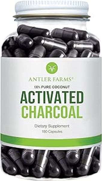 - 100% Pure Organic Coconut Activated Charcoal, 180 Capsules 260mg - Wild Harvested, Virgin Coconut Shell, US...