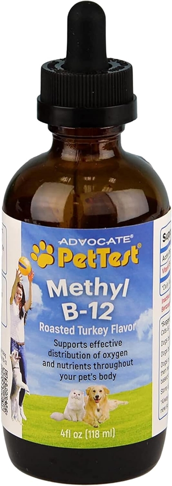 Vitamin B12 Liquid Drops (5000 MCG) Supplement with Methylcobalamin (Methyl B12) for Diabetic Pets - Max Absorption B12 to Increase Energy - Vegan Friendly for Dogs and Cats - 4fl oz