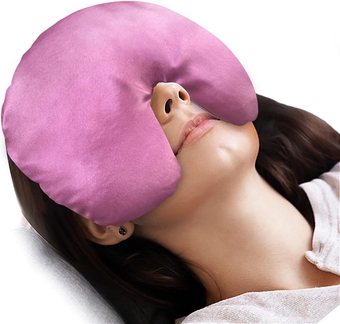 Sinus Mask, Warm Cold Compress Eye Mask for Dry Eyes, Weighted Eye Pillow Microwavable Face Heating Pad for Migraines, Headache, Stress, Sinus Pressure Relief and Relaxation, Pink