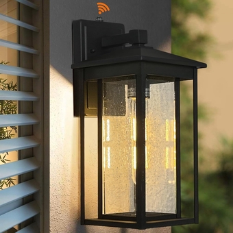 Outdoor Light Fixture Dusk to Dawn Outdoor Lighting, 15.3" H Exterior Modern Wall Sconce Waterproof Porch Light, Outside Light with Seed Glass for House Garage Doorway
