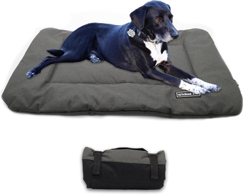 Dog Travel Mat | Heavy Waterproof Canvas | Medium (30 x 20 x 1) Gray | Up to 35 lbs