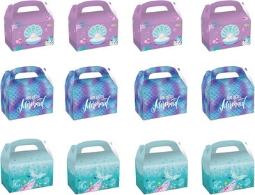 12 Pcs Colorful Mermaid Gift Paper Bags Ocean Sea Life Gift Boxes Party Supplies