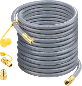 48 Feet 1/2-Inch Natural Gas Hose, with Quick Connect 1/2" Male x 3/8" Female Adapter, for BBQ, Grill Heater and More NG Appliance, Propane to Natural Gas Conversion Kit - CSA Certified(48FT)
