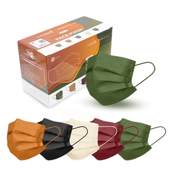 Masks Disposable Colorful Individually Wrapped, Fall Face Mask for Adults Women's Costume Masks, 4 Ply ASTM Level 3 Medical Protection 5 Colors 50 Pack