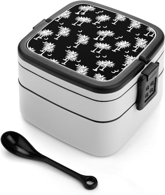 South Carolina Palmetto Moon Lunch Box Adult Double Layer Bento Box Leak Proof Travel Containers with Spoon for Hot Food Office