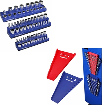 Magnetic Socket Organizer Set and 2-Pack Magnetic Wrench Organizer