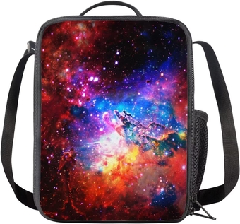 Boys Girls Kids Square Lunch Box Cosmos Space Galaxy Lunch Bag With Tops Holder For Elementary Middle School As Gift