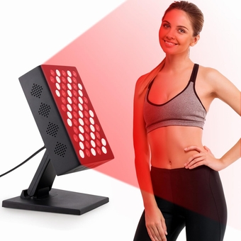 Red Light Therapy Infrared Lamp: Pain Relief Heating Pad for Body 60 LEDs Panel Red Light Device Heat Wrap for Back Neck Face Dual Chip Flicker Free LED Red Near Infrared Adjustable Stand
