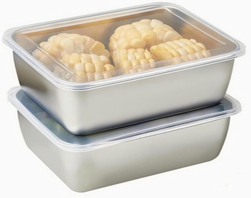 68OZ Stainless Steel Food Storage Containers Clear Lid, Refrigerator Fresh-keeping Airtight Leak Proof Stackable Box for Kitchen Travel Picnic and Camping, Set of 2(Clear Lid)
