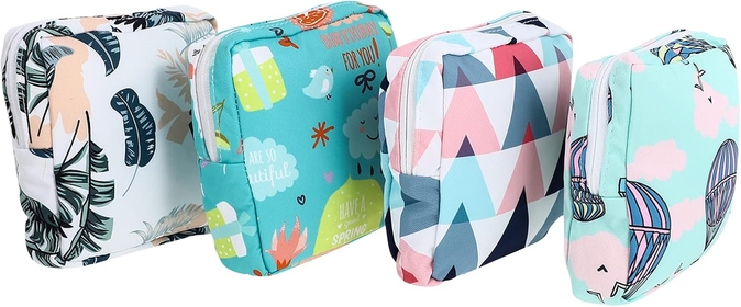 4pcs Napkin Storage Bag Napkin Pouch Towel First Period Kit for Girls 10-12 First Period Gifts for Girls Pads Canvas Cotton Travel Toilet Outdoor