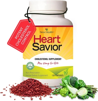 HeartSavior Supplement, Natural Supplement with CoQ10, Red Yeast Rice, Niacin, Policosanol and Guggul. The Natural Way. by New  Plus 60 MG Co-Q10 (120 caps)