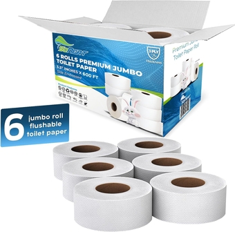 3-Ply Jumbo Toilet Paper Rolls, 9” Commercial Bathroom Tissue Paper, 600 Ft. Long, Compatible with Standard Jumbo Toilet Dispenser, Commercial Toilet Paper Rolls, 9-inch Jumbo Roll Toilet Paper