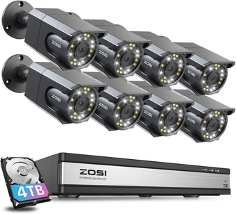 4K 16CH PoE Security Camera System, 8 x 8MP PoE IP Camera Outdoor Indoor with Starlight Color Night Vision, Human Detection, Light Alarm, 4K 16CH H.265+ NVR with 4TB HDD for 24/7 Audio Recording