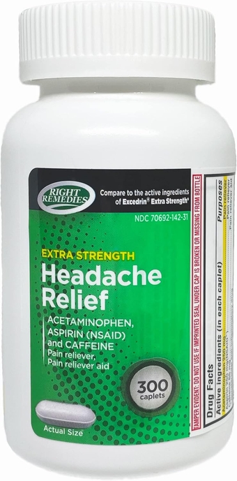 Right Remedies Extra Strength Headache Relief with Acetaminophen, Aspirin (NSAID) & Caffeine, Value Pack (300 caplets), Muscle Aches, Back & Body Pain Relief,  Excedrin Extra Strength