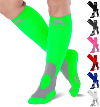 Mojo Unisex Compression Socks 20-30mmHg – Knee High Medical Support for Athletes, Nurses, Travelers, Post-Surgery & Lymphedema - Wide Calf & Plus Size Options for Pain & Swelling - 7 Colors, 10 Sizes