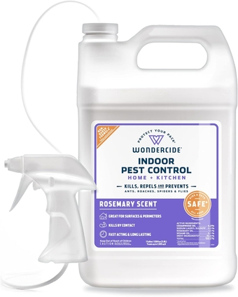 - Indoor Pest Control Spray for Home and Kitchen - Ant, Roach, Spider, Fly, Flea, Bug Killer and Insect Repellent - with Natural Essential Oils - Pet and Family Safe — Rosemary 128 oz