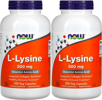 NOW  L-lysine 500 mg, 250 Capsules (Pack of 2)