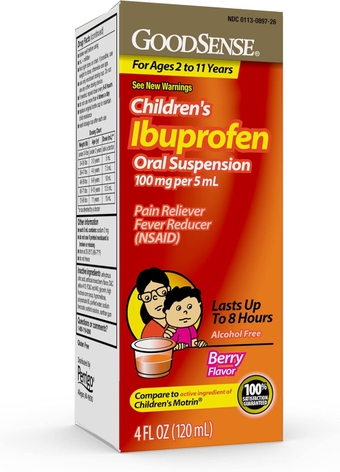 Children's Ibuprofen Oral Suspension, 100 mg per 5 mL, Pain Reliever and Fever Reducer, Berry Flavor, 4 Ounces