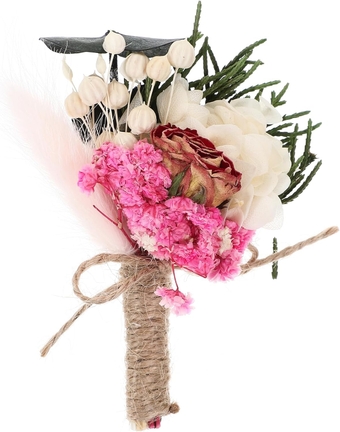 Dried Flowers Boutonniere Mini Dried Flowers Wedding Bouquet Bride and Groom Rose Corsage for Bridesmaid Groomsmen