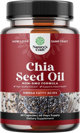 Potent Chia Seed Extract Pills for Men and Women Natural Supplement for Weight Loss Suppress Appetite Skin and Hair Health - Antioxidant Vitamin Rich Pure Chia Seed Oil 500 mg