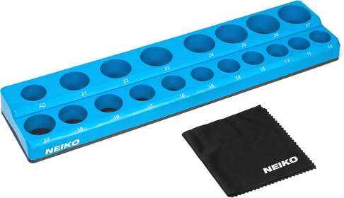 03975A Magnetic Socket Holder, 1/2” Drive, 10mm-27mm, Shallow & Deep Sockets Tray, Metric Socket Set Organizer, Socket Organizers for Toolboxes Trays, Scratch Free Mounting, High Visibility