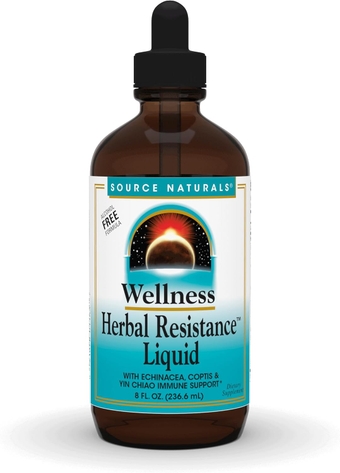 Wellness Herbal Resistance Liquid - Immune System Support with Echinacea, Coptis & Yin Chiao - 8 Fluid oz