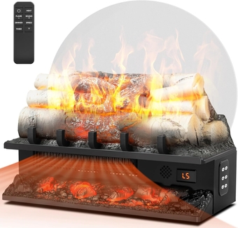 Electric Fireplace Log Heater 750W/1500W, 20" Electric Fireplace Insert Log Set, Adjustable 5 Flame Brightness&Speed,4 Sound of Flame,Remote Control&8H Timer for Home Room