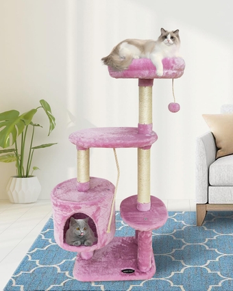 6Pink Cat Tree Tower Condo Sisal Post Scratching Furniture Activity Center Play House Cat Bed Pink