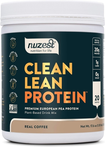 - Pea Protein Powder - Clean Lean Protein, Premium Vegan Plant Based Protein Powder, Dairy Free, Gluten Free, GMO Free, Protein Shake, Real Coffee, 20 Servings, 1.1 lb