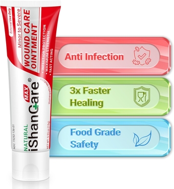 iShanCare® Wound Care Ointment - First Aid Ointment, 3X Faster Healing for Burns, Ulcers, Cuts, Abrasions, Bed sores, Pressure sores, Leg and Foot Wounds, Natural Wound Healing Ointment
