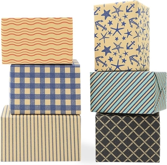 Gift Wrapping Paper for Men Male Father Teacher, Navy Blue Black and Red Print with Cut Lines on Reverse for Birthday Holidays Father's Day Baby Shower Wedding Valentines, 6 Sheets Recycled Kraft Paper for Gift Wrap