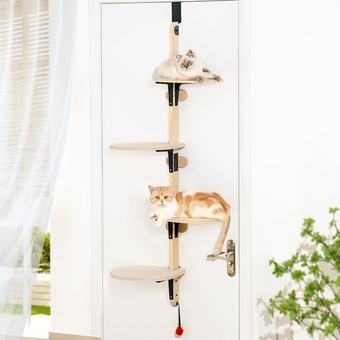 Multi Level Cat Climber Cat Tower for Small Space, 65.3" Steady Door Hanging Cat Condo Door Wall Cat Tree, Durable Cat Ladder for Indoor Cats (Hang on The Door)