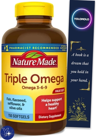 Nature Made Triple Omega 3-6-9 Softgels, 150 Count and Bookmark Gift of