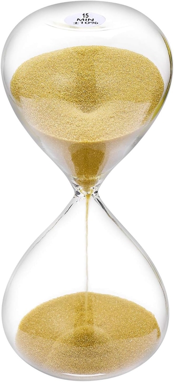 Sand Timer 15 Minute Hourglass: 5.1 Inch Gold Sand Clock, Large Sand Watch 15 Min, Hour Glass Sandglass for Kids, Games, Classroom, Home, Desk, Office Decoration