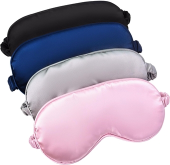 Sleep Mask 4 Pcs Eye Mask for Sleeping Silk Sleep mask Light Blocking Reduces Soft Satin Eye Cover Eyeshade Blackout Eye Masks with Elastic Strap for Traveling on Airplane Women Men （4 Colors）
